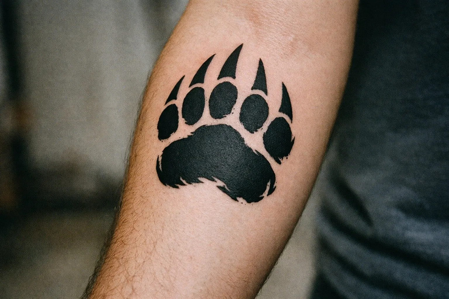Bear paw print tattoo on forearm