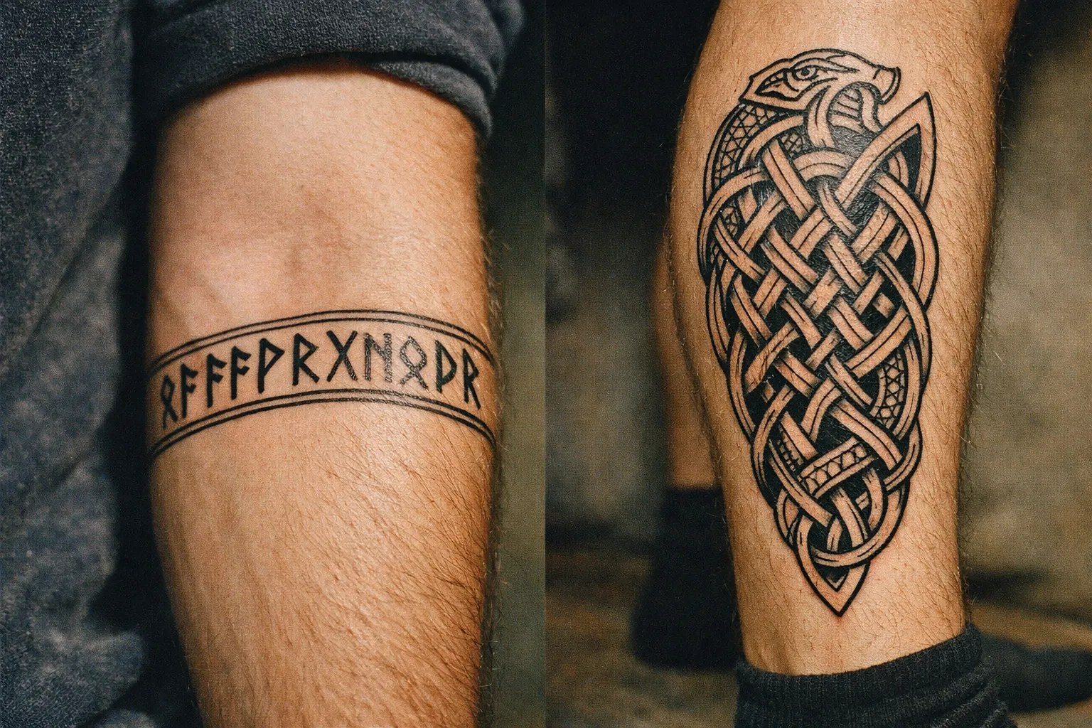 Inner forearm placement of Viking tattoo showing alignment with arm anatomy